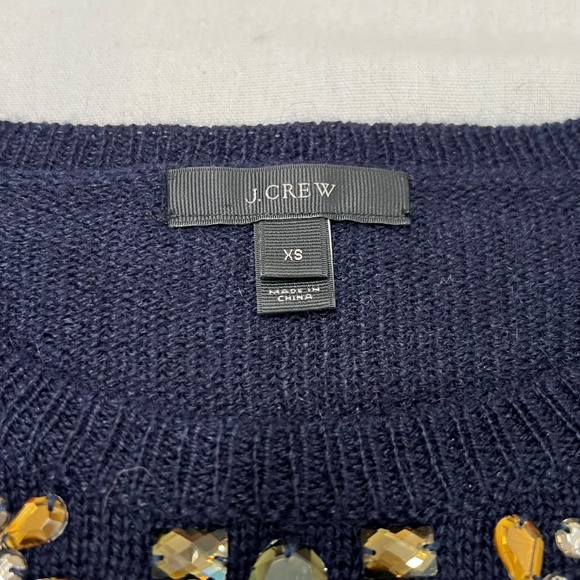 J Crew Merino Wool Sweater Top Jewel Embellishment Womens XS - Picture 5 of 7